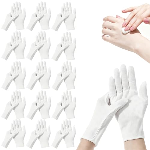 38-Pack White Cotton Gloves for Moisturizing & Eczema Care – Unisex, Soft & Disposable