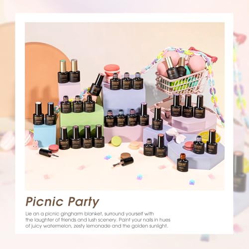 ROSALIND 30pcs Fall Winter Gel Nail Polish Set with Base & Top Coats