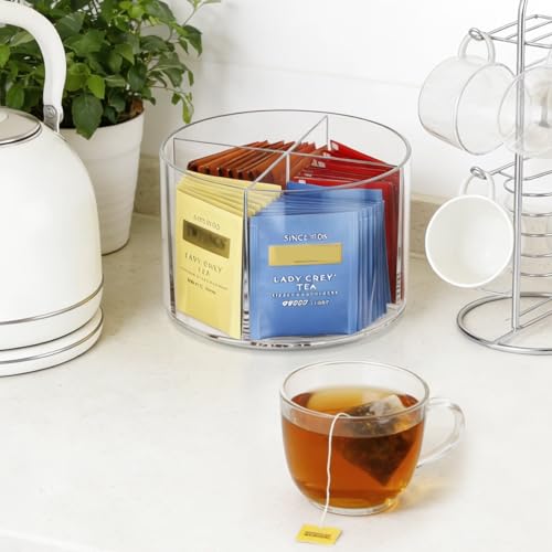 AIEVE Lazy Susan Drink Packet Organizer with 4 Compartments