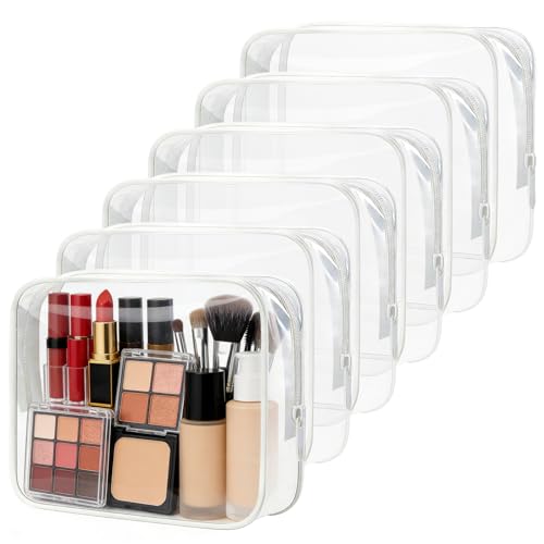 6 Pcs Large Clear Makeup Bags, TSA Approved Toiletry Bags for Travel,