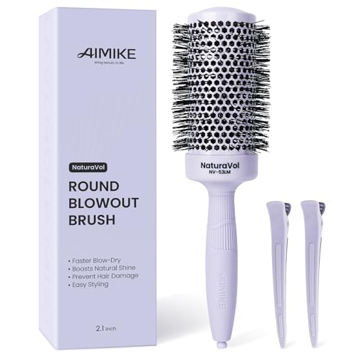 AIMIKE 2.1" Round Hair Brush Lavender Mist for Long Hair, Volume & Smooth Blowouts