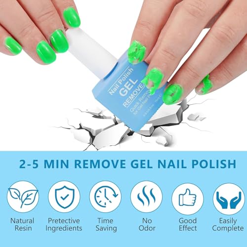 Gel Polish Remover Kit 3 Pack - Quick & Easy Nail Gel Removal (0.17 Fl Oz Each)
