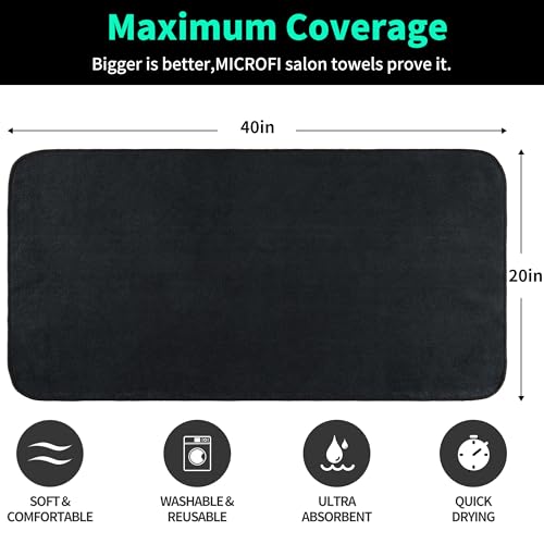 MICROFI Black Microfiber Hair Drying Towels - Quick Dry, Lint Free, 2 Pack