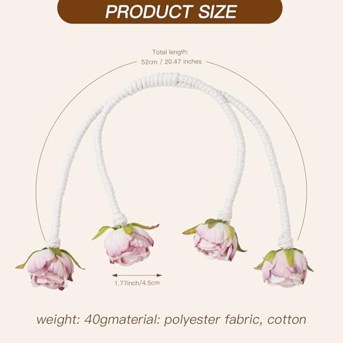 Elegant Pink Rose Curtain Tiebacks - 2pcs Artificial Flower Holdbacks
