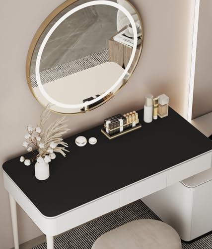 Metui Black Makeup Vanity Mat 39.37x15.7 Inch Waterproof Non-Slip Protector