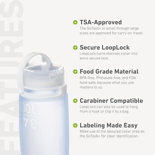 humangear GoToob+ Medium Silicone Travel Bottle, 2.5 oz Leak-Proof Tube