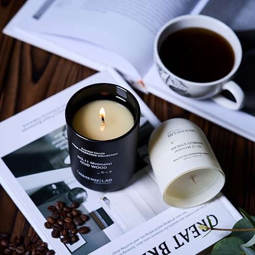 M&SENSE Natural Soy Candle - Vanilla Sandalwood - 5.3 oz Relaxing Aromatherapy Candle