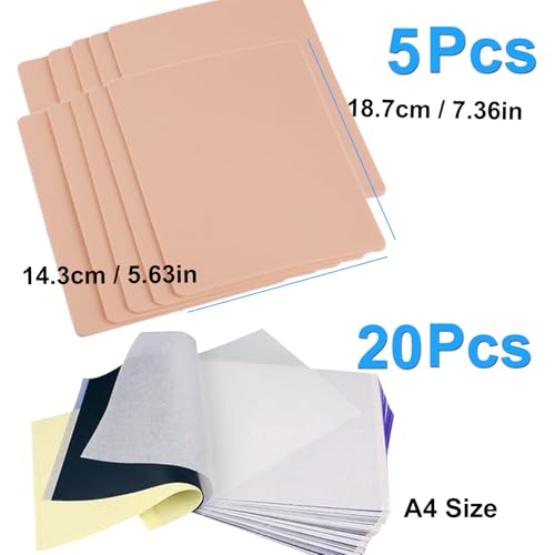 25Pcs 3mm Tattoo Skin Practice Kit with Transfer Paper - Fake Skin & Stencil Sheets