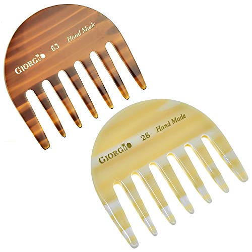 Giorgio 2 Pack Wide Tooth Detangling Comb for Thick Curly Wavy Hair - Travel & Styling