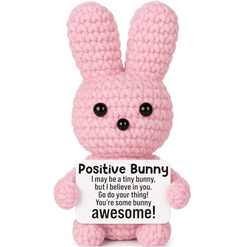 Positive Crochet Bunny - Handmade Inspirational Gift for Women