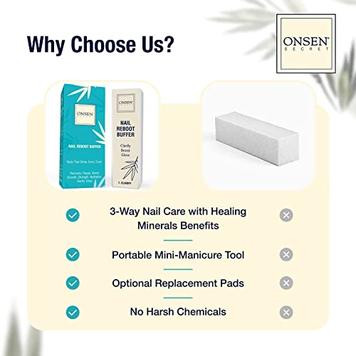 Onsen Nail Buffer Block - 4-Way Buffing, 1 Count, Salon-Quality Shine