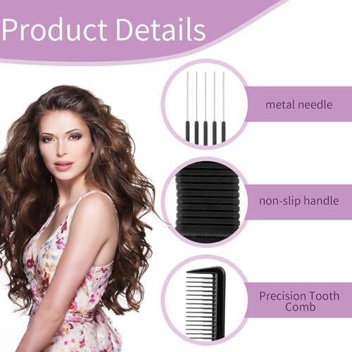 2 Pack Teasing Combs with Metal Picks for Hair Styling