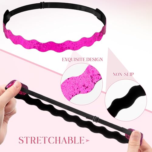 WILLBOND Glitter Wave Non-Slip Headbands – 10 Pcs Velvet Stretch Hair Accessories (Variation: Glitter Wave)