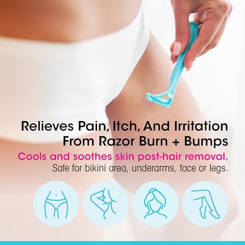 vH essentials Bikini Skin Soothing Gel with Hypochlorous Acid 3 oz. - Cools & soothes skin post-hair removal - Calms redness, pain, itch and irritation from razor bumps.