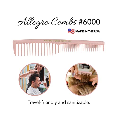 Allegro Combs 6000 Rose Wide Tooth Teasing Comb - 6 Pcs for Curly Hair