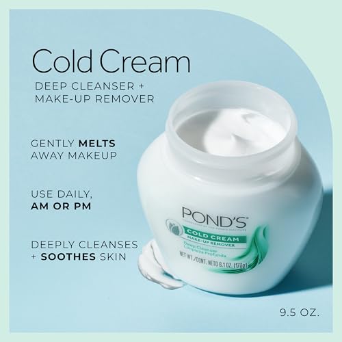 POND'S Cold Face Cream, Skin Care Facial Cleanser for All Skin Types, Deep Moisturizing Face Wash & Makeup Remover, 9.5 oz, 3 Pack