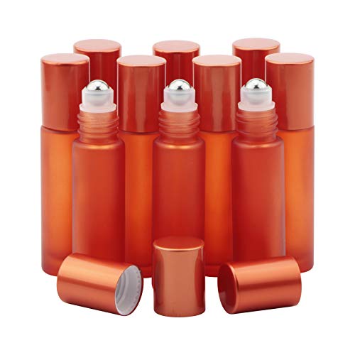 Kesell 10ml Orange Glass Essential Oil Roller Bottles - 10 Pack