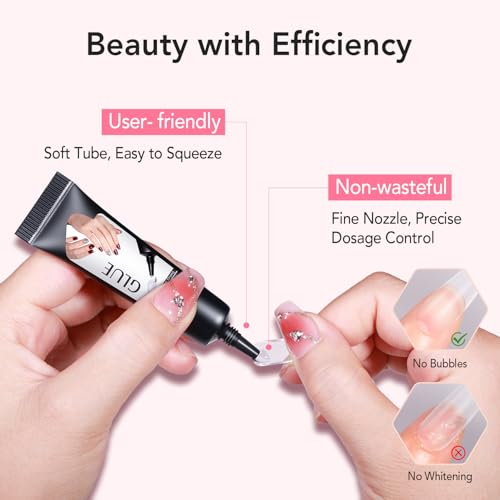 CurvLife Quick-Drying Nail Glue Gel & Remover Set - 10g + 10ml