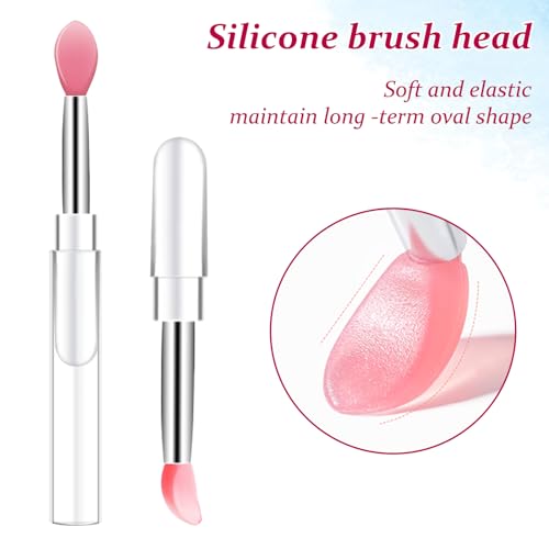 10 Silicone Lip Brushes with Caps - Reusable Lipstick Applicators