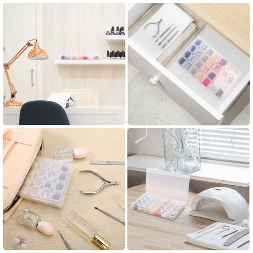 COSICS Clear 28-Grid Nail Art & Jewelry Organizer Box with Lids, Plastic Storage Case