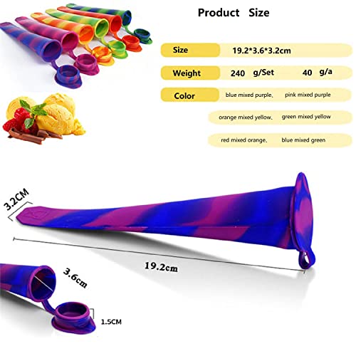6pcs Reusable Silicone Popsicle Molds with Lids for DIY Treats