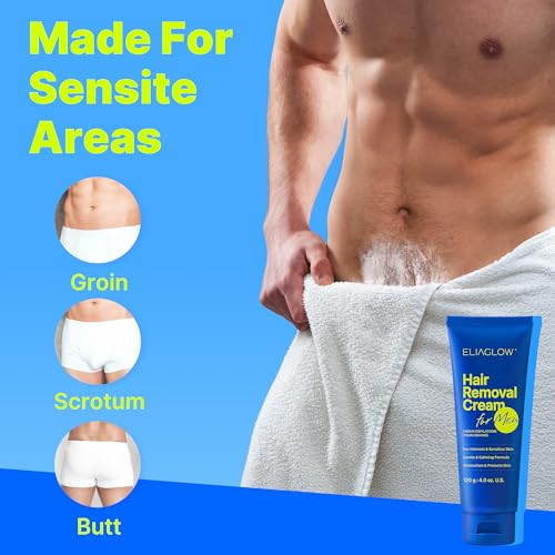 ELIAGLOW Hair Removal Cream for Men & Women - 4 Ounce, Gentle Formula for Intimate Areas, Body, Legs, Chest