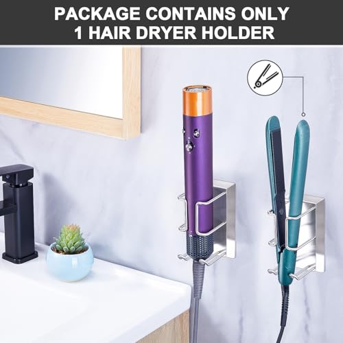 Wall Mounted Hair Dryer and Straightener Holder - Metal Organizer