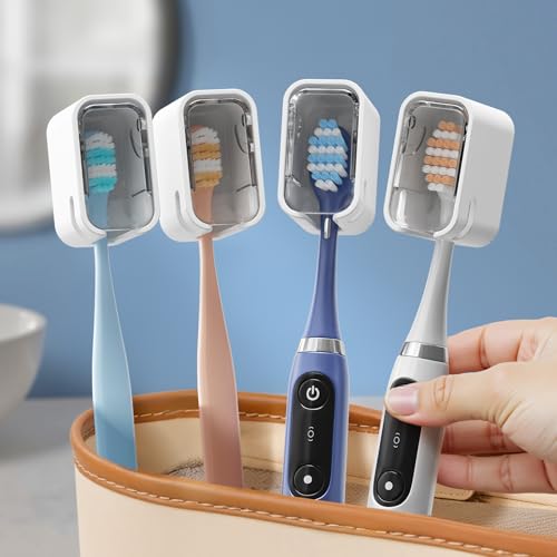 GONGQIN Grey 4 Pack Electric Toothbrush Covers Travel & Wall Mount