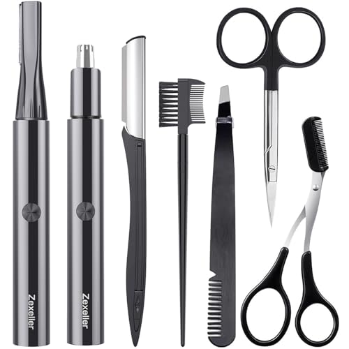Electric Nose Hair Trimmer Eyebrow Trimmer for Men Women, 7-in-1 Painless Facial Grooming Kit, USB Rechargeable IPX7 Waterproof Precision Trimmer for Nose Ear Eyebrow Beard Body Hair
