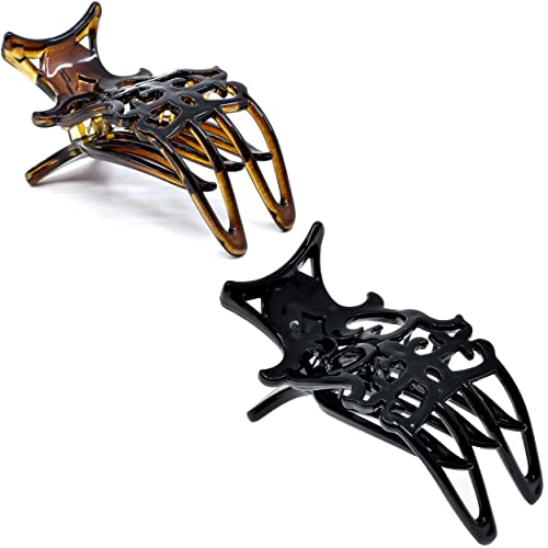 Camila Paris 3" French Flat Claw Clips - Tortoise Shell & Black 2-Pack