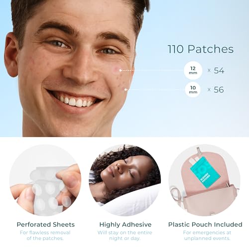 Hydrocolloid Acne Pimple Patches - Vegan, Hypoallergenic (110 Count)