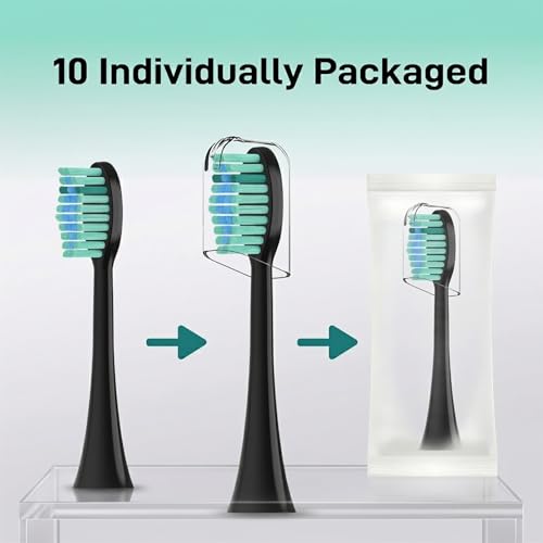 DenSecc Black Series Replacement Brush Heads for AquaSonic Black Toothbrush