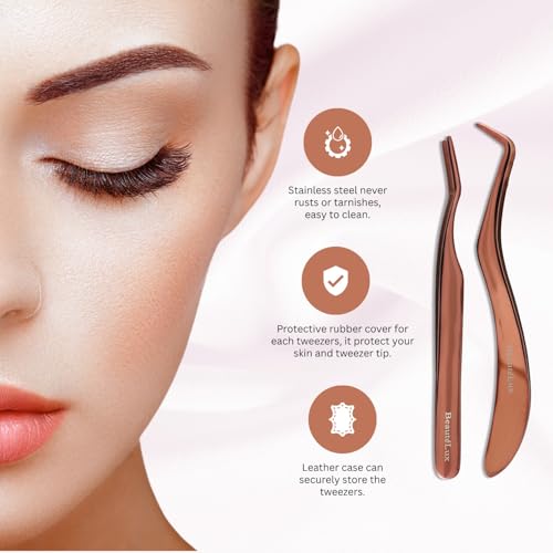 BeautéLux Eyelash Applicator Set - Rose Gold Lash Tool