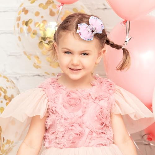 5th Girl Birthday Hair Bow Clips 2-Pack Glitter Pink Celebrate Kids & Teens