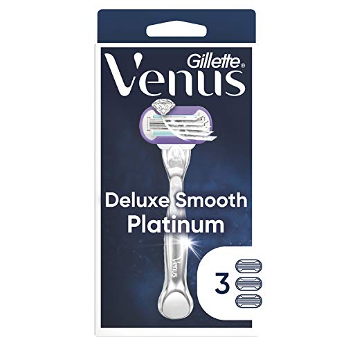 Gillette Venus Deluxe Smooth Platinum Women's Razor with Metal Handle + 3 Refills