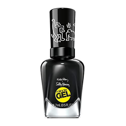 Sally Hansen Miracle Gel x Keith Haring Black Nail Polish, 2-Step Gel-Like Formula