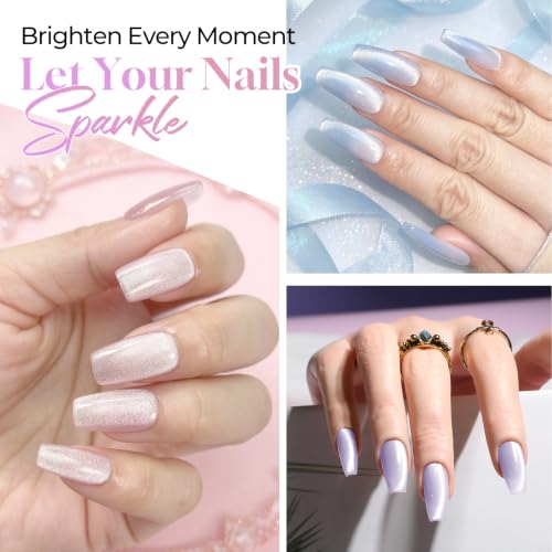 ROSALIND Spring Summer Cat Eye Gel Nail Polish Kit 12 Pastel Colors with Magnet