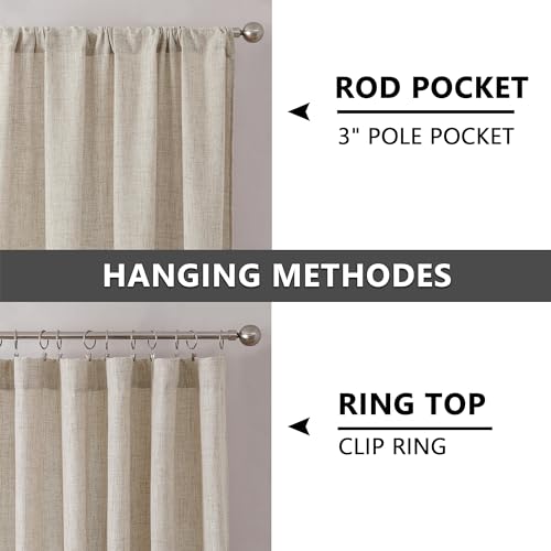 Tollpiz Linen Tier Curtains - Semi-Sheer Light Filtering Drapes, 30x30in, Set of 2