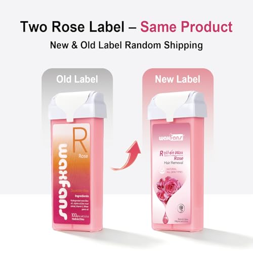 Pink Waxfans Roll On Wax Refill for Hair Removal - Honey Natural Easy Melting, 100% Gentle, 4 Pack