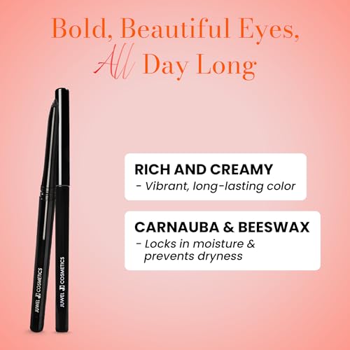 Juwel Cosmetics Black Magic Automatic Eyeliner - Smudge Proof & Waterproof, Vegan Formula with Castor Oil & Aloe Vera