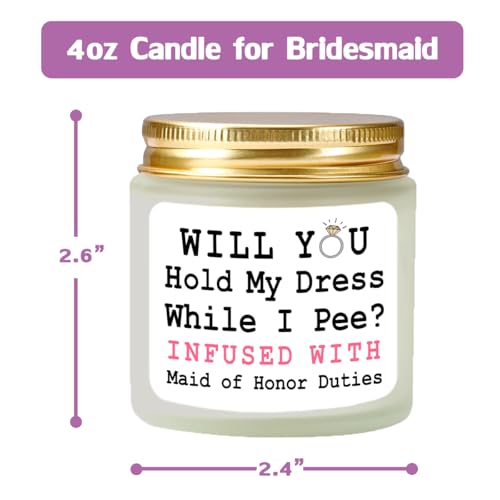 Lavender Scented Candle - Maid of Honor Proposal Gift - 4oz
