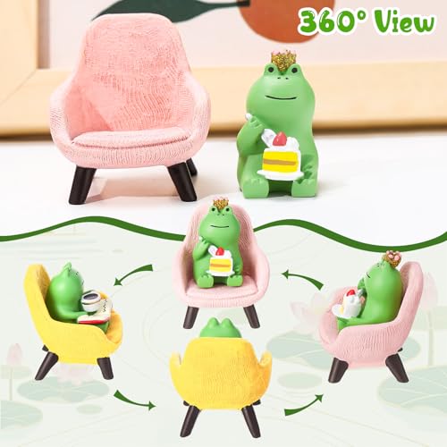 Miniature Frog Figurine Set - 6 Pcs Desk Decor for Frog Lovers