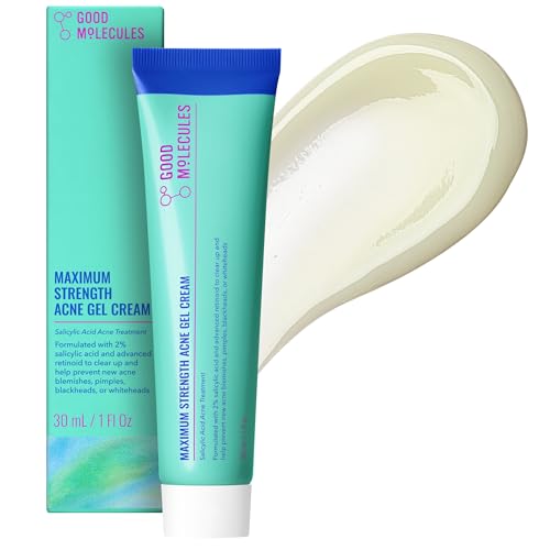 Good Molecules Acne Gel Cream with 2% Salicylic Acid – Lightweight, Vegan Treatment for Blemishes & Blackheads (30ml)