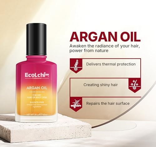 ECOLCHIPRO Moroccan Argan Hair Oil - Vitamin E Treatment for Dry Damaged Hair