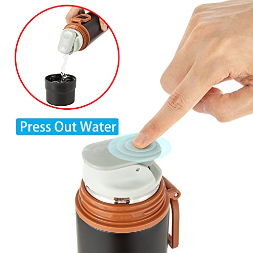 Insulated Stainless Steel Travel Mug with Handle - 15oz Leakproof Flask