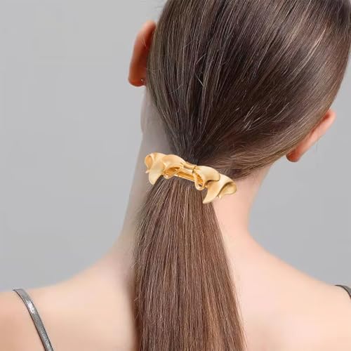 4PCS Gold Metal Hair Barrettes for Women, Elegant Bow & Claw Styles, for Thick & Fine Hair - Gold E
