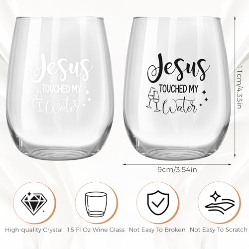 15 Oz Jesus-Themed Scratch-Resistant Wine Glass Set - Fun Gift