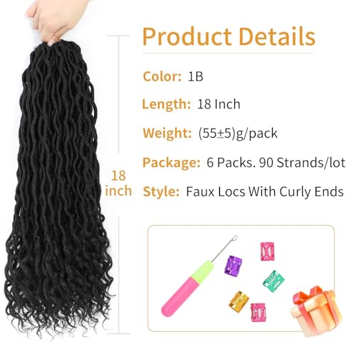 Cohariss Goddess Locs Crochet Hair 18 Inch (Pack of 6) 1B