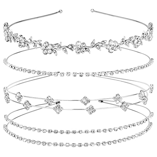 Jaciya Silver Rhinestone Headbands Bridal Headpieces for Wedding & Formal Wear