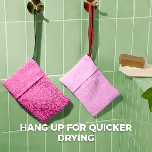ZOMCHI Soap Saver Bags - 2 Pack Exfoliating Soap Pouches, Pink